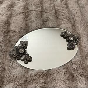 Anthropologie Silver Mirror Perfume Jewelry Tray